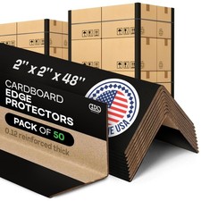 Cardboard Edge Protectors 2" x 2" x 48", Black, Pack of 50 VBoard Reinforced...
