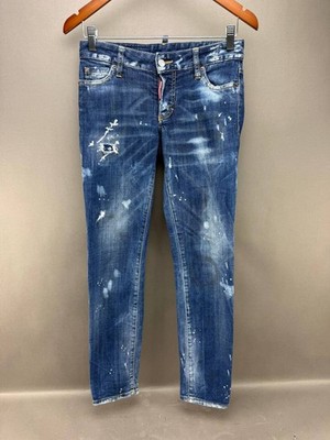 Dsquared2 Women Blue Distressed Jennifer Jeans Size True 28x28