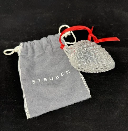 Steuben Glass Crystal Pinecone Ornament • Clear Handcrafted Art Glass • Vintage