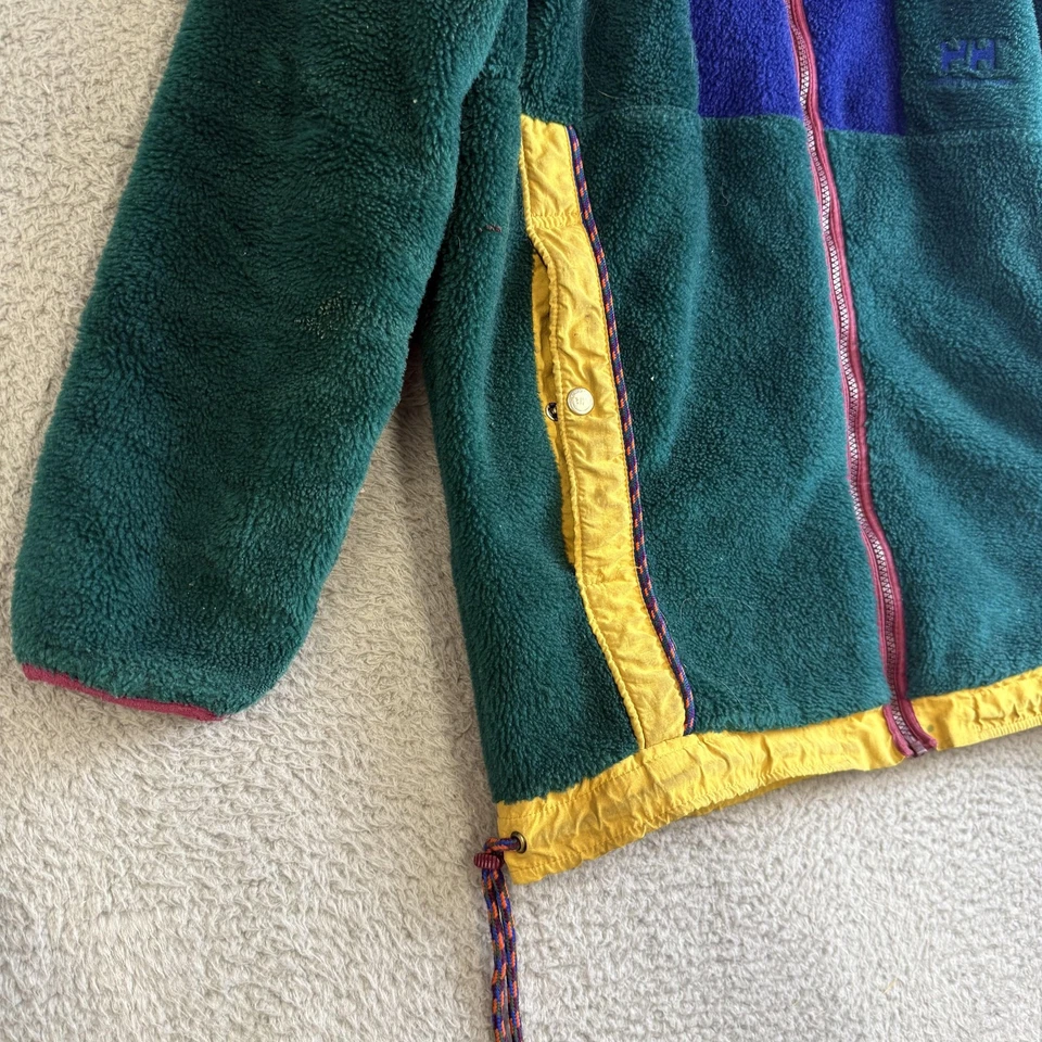 Vintage Helly Hansen Fleece Jacket Mens Large Green Blue Colorblock Pile 90s - Image 3 of 4