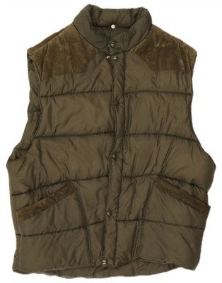 CASUCCI Mens Graphic Hooded Padded Gilet UK 42 XL Green Nylon DY01