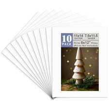 Golden State Art 10-Pack 11x14 White Picture Mats for 8x12 Photos Bevel Edge