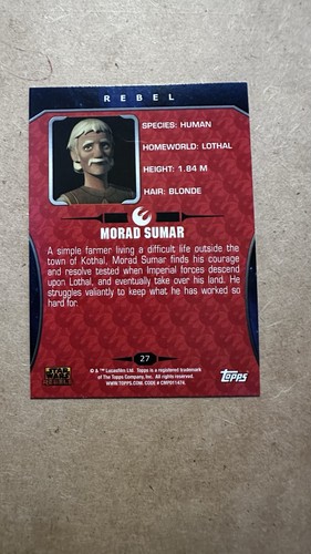 2015 Topps Star Wars Rebels Rainbow Foil Morad Sumar Card RARE CHASE HTF - Picture 2 of 2