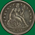 1857 Seated Liberty Dime Choice Extremely Fine XF+ Coin #36591