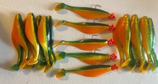 Suzies Spinners 4" Fire Tiger Paddle Tail Shad Swimbait  Real Eye 1/4 ounce Jig