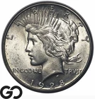 1928-S Peace Dollar, Lustrous BU++, Better San Francisco Date
