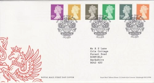 GB Stamps First Day Cover Machin Definitive high values £1.35 to £3.60 SHS 2019