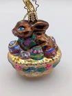NWT Christopher Radko 2002 Milk Chocolate Charlie Bunny Easter Gem Ornament w/ B