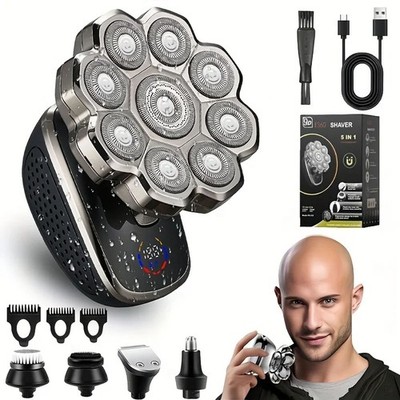 5 IN 1 9D Glatzen Rasierer Herren Elektrisch Glatzenrasier Kopfrasierer Trimmer