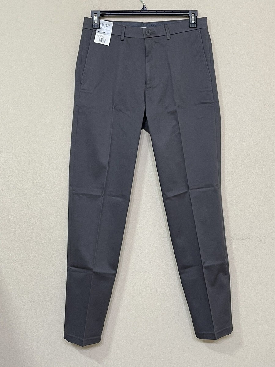 Haggar Men's Gray Flat Front Mid Rise Straight Fit Comfort Dress Pants s  32X34 | eBay