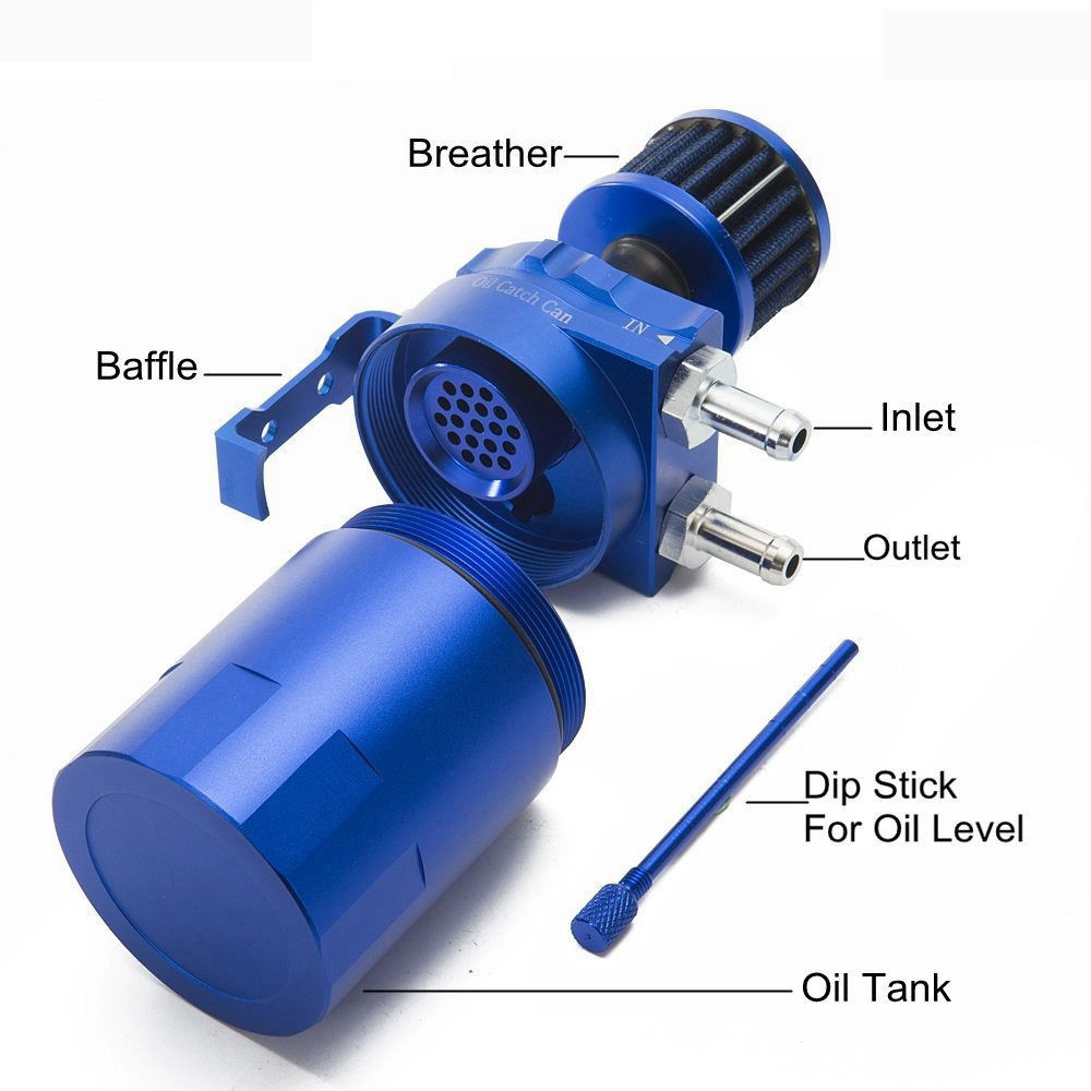 Speedy Blue Universal Oil Catch Can Kit – Baffled Tank With Breather Filter, Anodized Aluminum