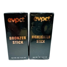 2 pack Evpct Bronzer Stick Dark Brown & Highlighter Stick Gold