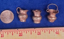 Vintage 1970s Dollhouse Miniature Artisan Copper Hammered Pitcher Vase, pot