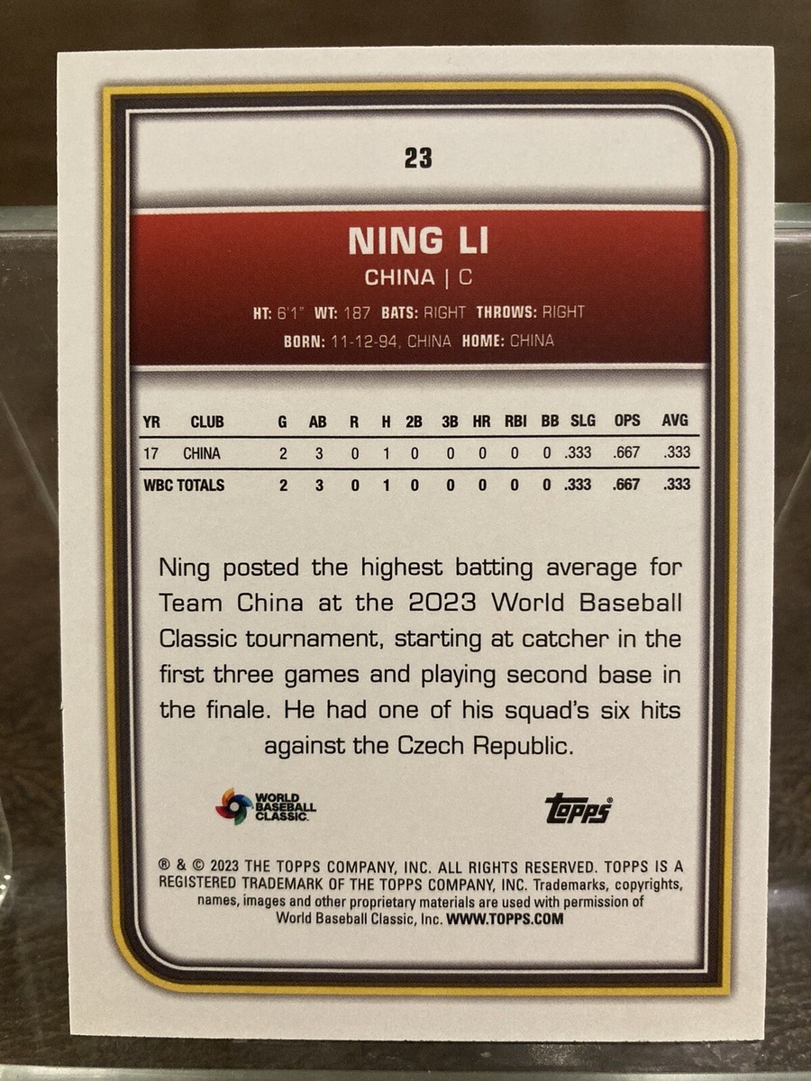 2023 Topps World Baseball Classic Ning Li Gold #/50 China 2023 Topps World Baseball Classic Ning Li Gold #/50 China