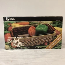 New Vintage Anchor Hocking Harvest Amber Basket Buffet Utility Dish 1.5 QT