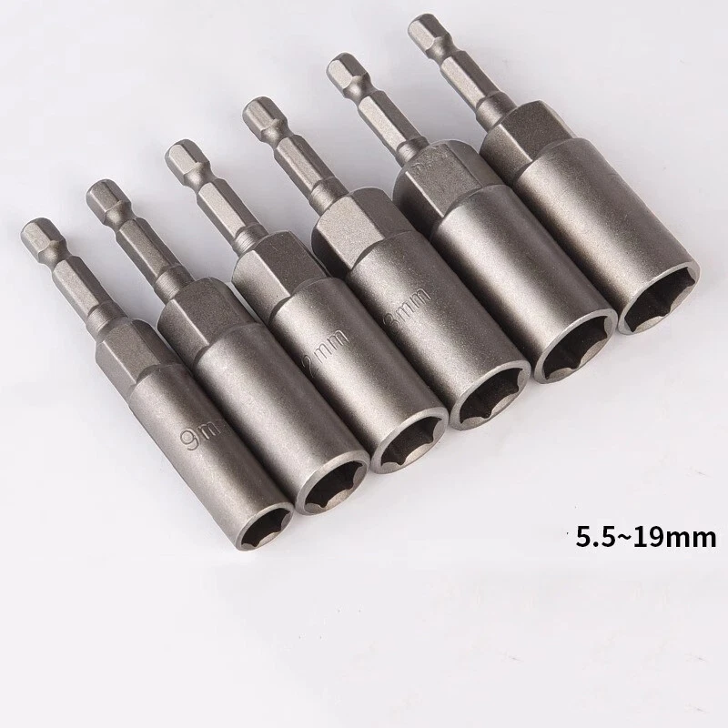 5.5-19mm ID Hex Socket Sleeve Drill Bits Adapter Electric Nut Driver Magnetic - Image 2 of 4
