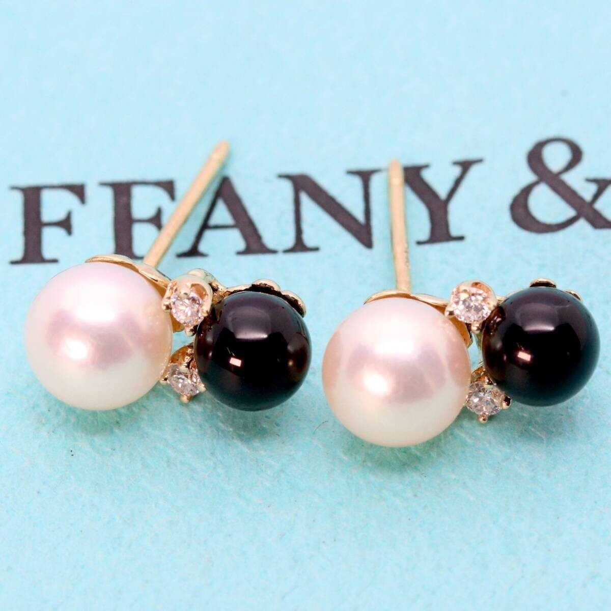 TATIANA☆Onyx Pearl Heart Earring TIFFANY&Co. K14YG Pearl Onyx Diamond Earrings No backing | eBay