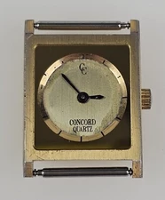 Concord Quartz Tank Watch Head Only Hong Kong 18k Gold Electroplated 22mm Works