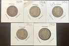 Collection Of 5 Barber Quarters