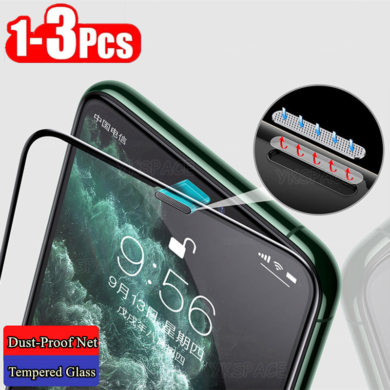 Dust Screen protector Tempered Glass for iPhone 15 14 Plus 13 12 11 Pro XS MAX