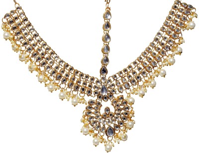 Indian Wedding Bridal Pearl Gold Kundan Matha Patti Head Mang