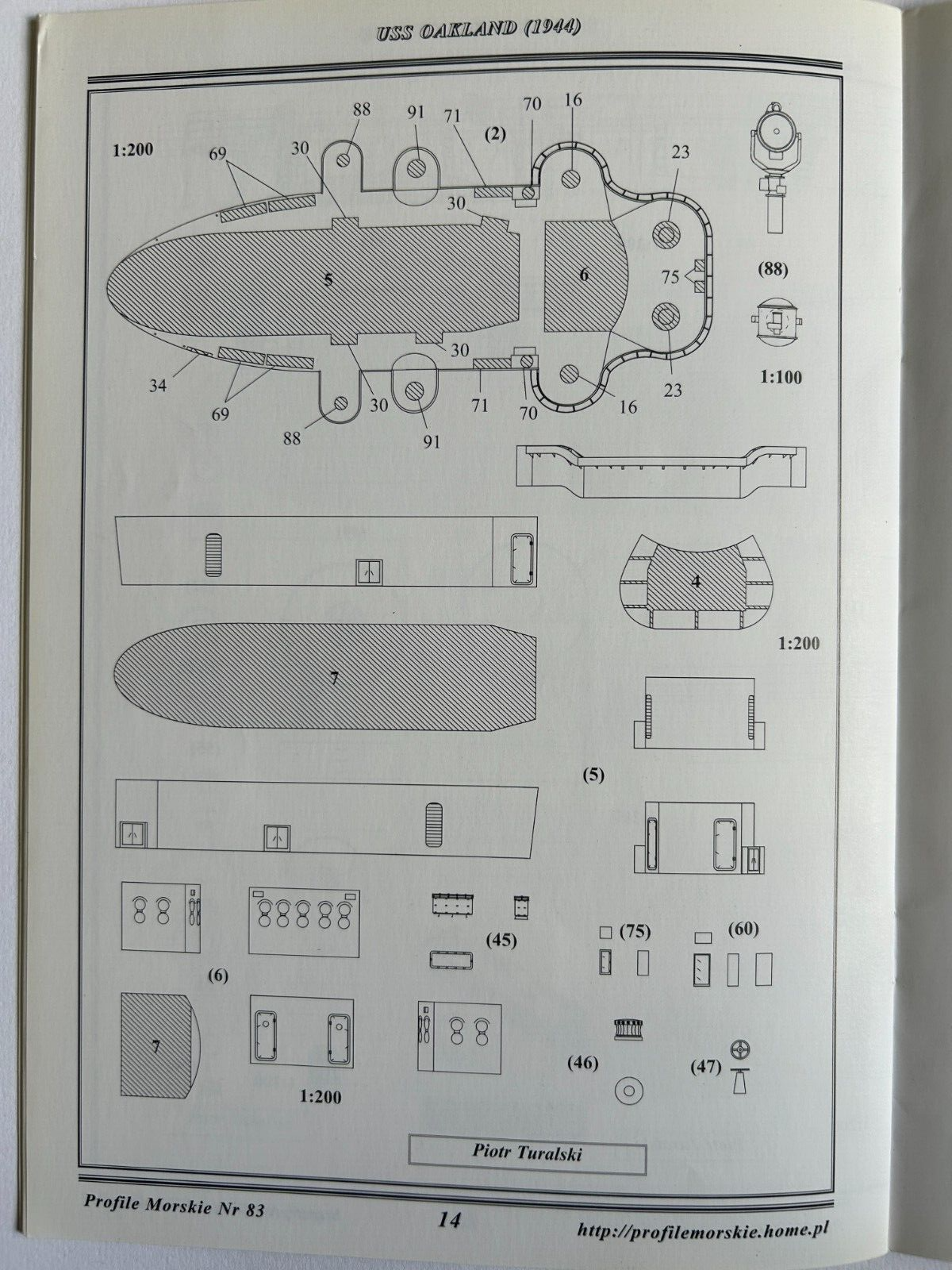 USS Oakland The American AA Cruiser Profile Morskie 83 Magazine 1:200;1 ...