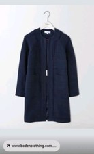 Boden Jeanne Navy Blue Collarless Coat Bouclee Texture 8 BNWT