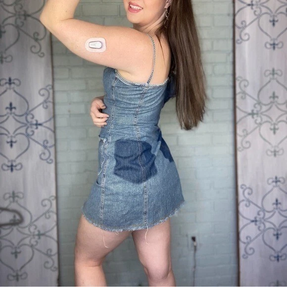 Moschino Jeans Denim Patchwork Mini Abito Taglia CS Small Vintage Anni 90 2000 Italia