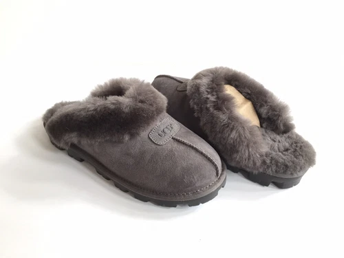 U G G Damen Coquette Slipper Grau / Kastanie Schuhe Lammfell Neu mit Karton - Bild 11 von 12