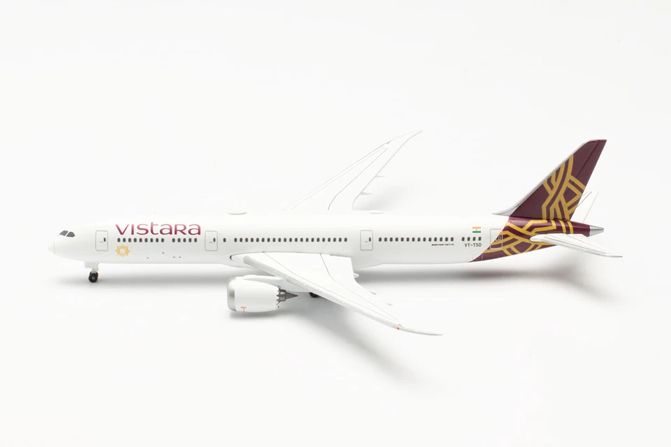 Herpa Wings 536868 Vistara Boeing 787-9 Dreamliner VT-TSD 1:500 NUOVO - Immagine 2 di 4