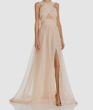 $260 Keepsake Women's Pink Sleeveless Cross Front Keyhole Gown Dress Size Small