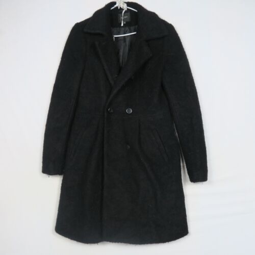 Portmans Womens Trench Coat Jacket 10(AU) Small Black Double Breasted Wool Blend - Picture 2 of 8