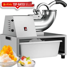 500LBS/H Commercial Snow Cone Machine Electric Ice Shaver Ice Crusher silver NEW