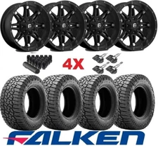 17 BLACK FUEL WHEELS RIMS AND TIRES 265 70 17 FALKEN AT3/W FORD EXPLORER RANGER