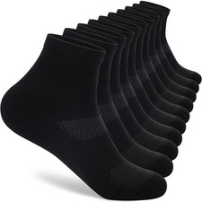 Mens 100 Cotton Cushioned Ankle Socks Moisture Wicking Breathable Athletic P...