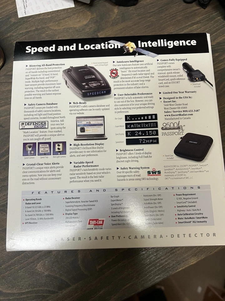 Escort Passport 9500ix Radar Detector with Blue Display - Windshield Mount  - Image 2 of 4