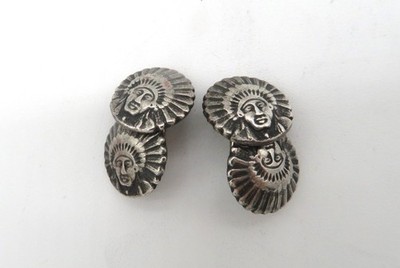 RARE VIINTAGE SIGNED EDWARD BOHLIN STERLING INDIAN HEAD CUFFLINKS
