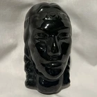 Frankoma Pottery Indian Black Glossy Head Wall Decor Woodcraft Castle MO