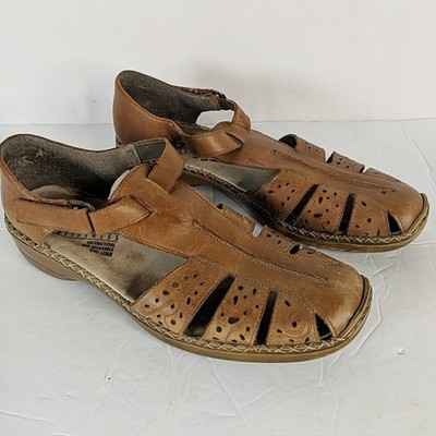 Rieker Fisherman Flat Sandal Women Size 41 US 10.5 Brown  display picture 1