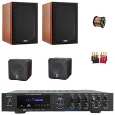 Pyle 5.1-Ch Bluetooth Receiver, 2x 5.25'' Bookshelf Speakers, 2x 4'' Speakers