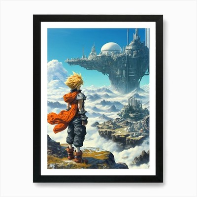 Cloud Strife Final Fantasy VII Art  Framed Wall Art Poster Canvas Print Picture