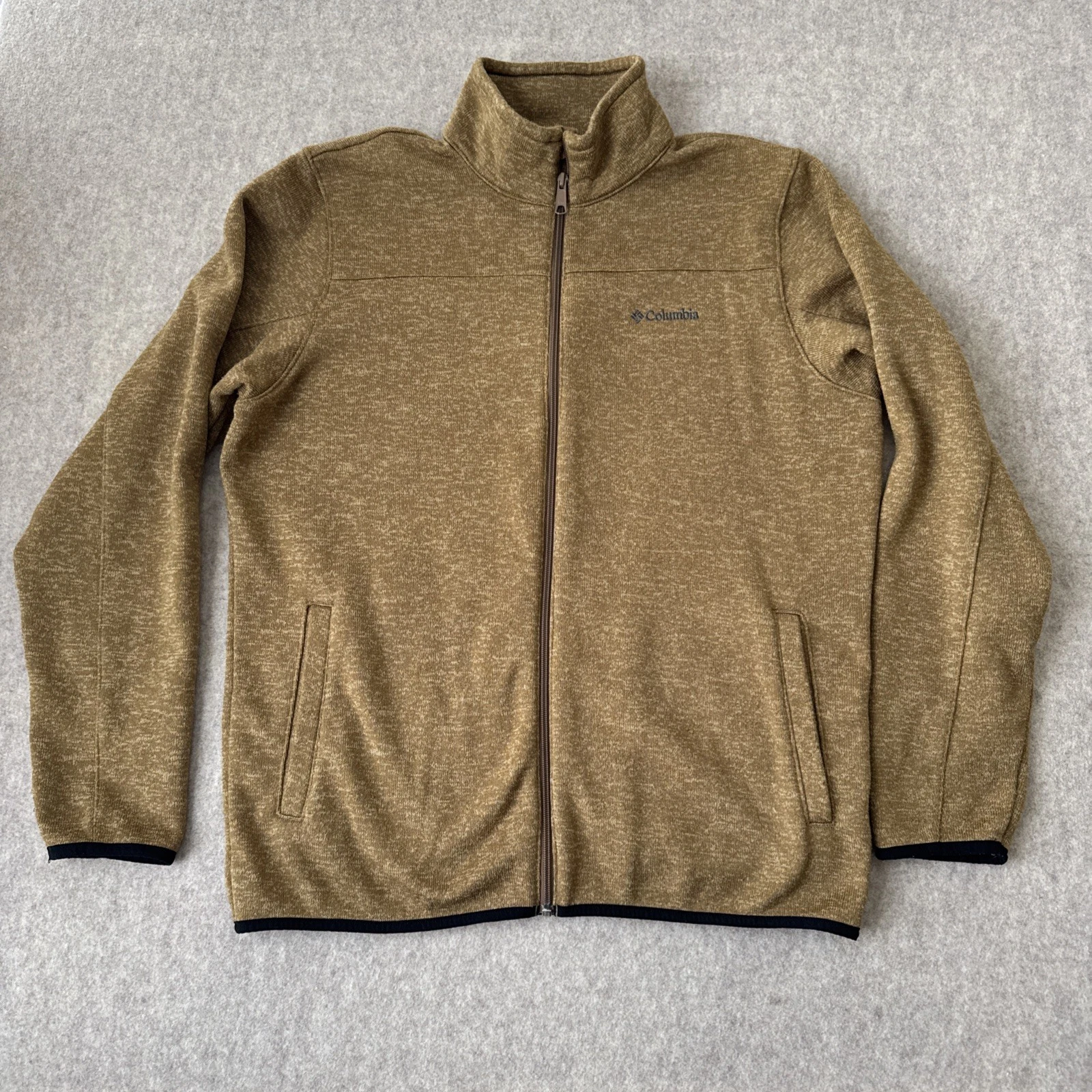 Columbia Full Zip Jacket Mens Large Tan Brown Omni Heat Thermal