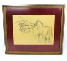 Bleistiftzeichnung von Otto Dill, Pferde, SIGNIERT, 1930-1950