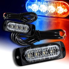 Led Emergency Strobe Lights 2pcs Red Blue 4-led Strobe Warning Emergency Fla...