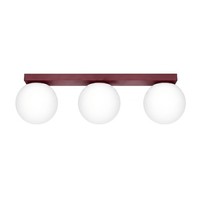 Deckenleuchte Glas Stahl Burgund 3-Flammig Blendarm G9 L:50 Cm Deckenlampe KüChe