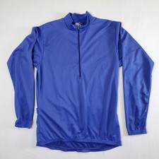 Bellwether Blue Long Sleeve VTG 90s USA Made L Half Zip Cycling Jersey Shirt Top