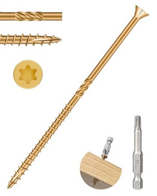 100 pcs #10x5 Deck Screws 5 inch Exterior Wood, Tan Color, Rust Resistant Epo
