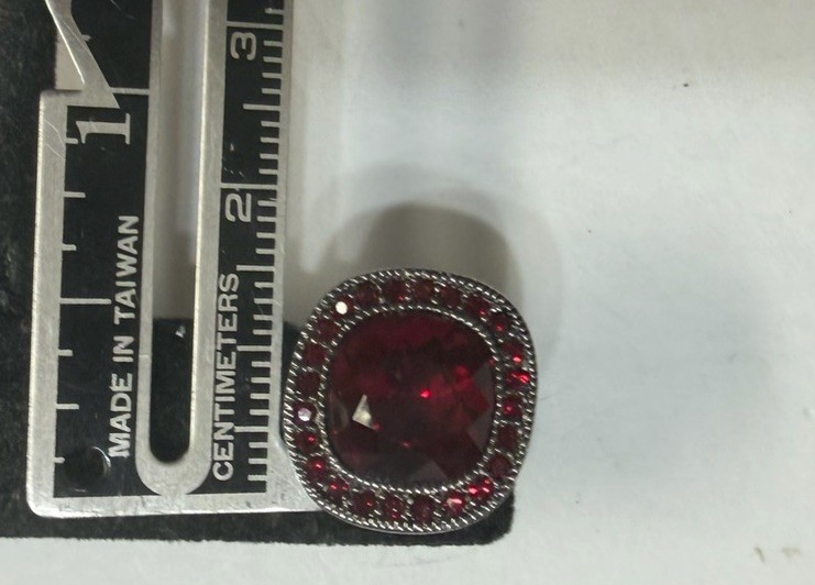 Authentic GIVENCHY red crystal square button post… - image 6