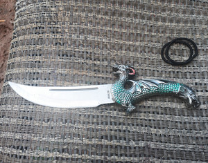 Stainless Steel knife Dragon Handle Silver/Green