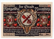 1920 Germany Naumburg Notgeld 50 Pfennig Note (3301)